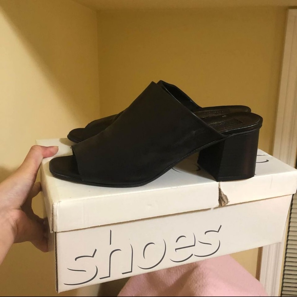 topshop black leather mules